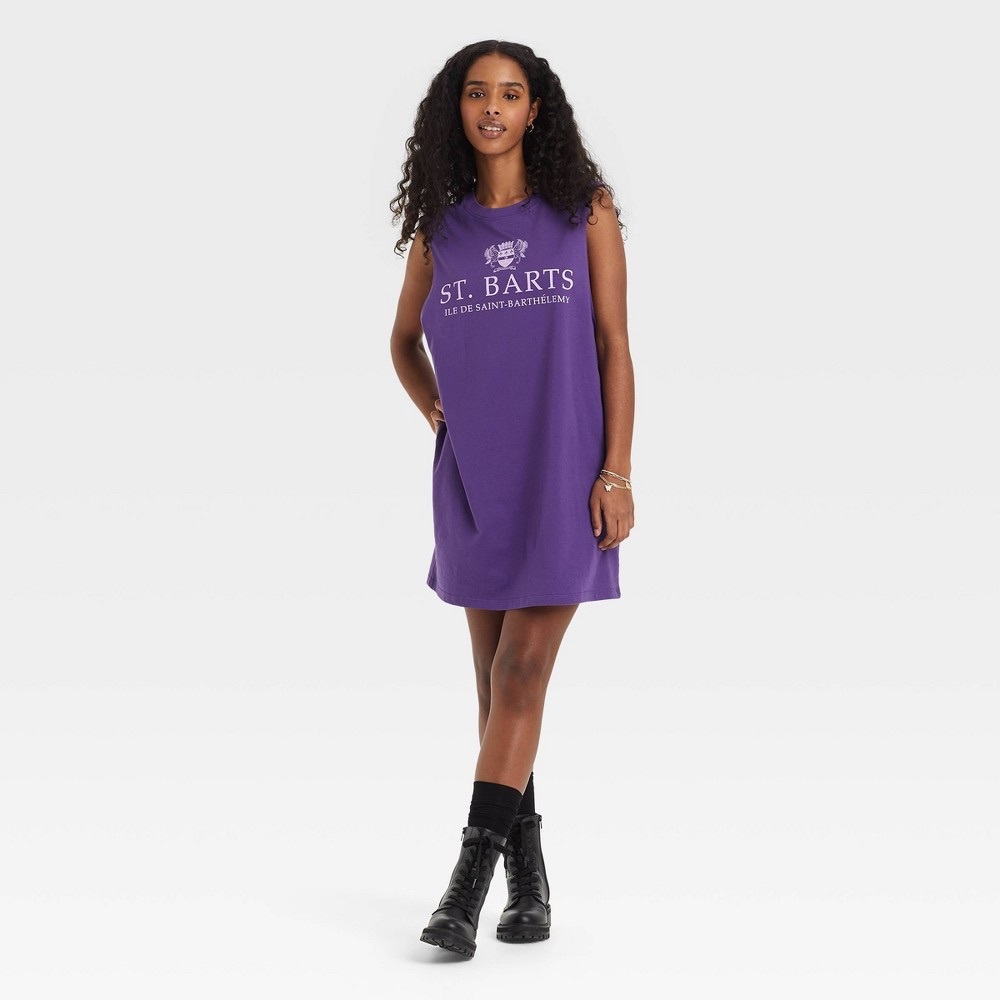 Women's St. Barts Graphic Tank Dress - Plum Purple